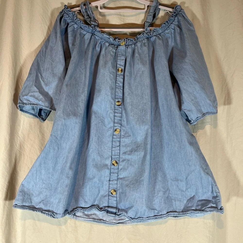 Millage‎ Light Blue Ruffled Top - Picture 2 of 6